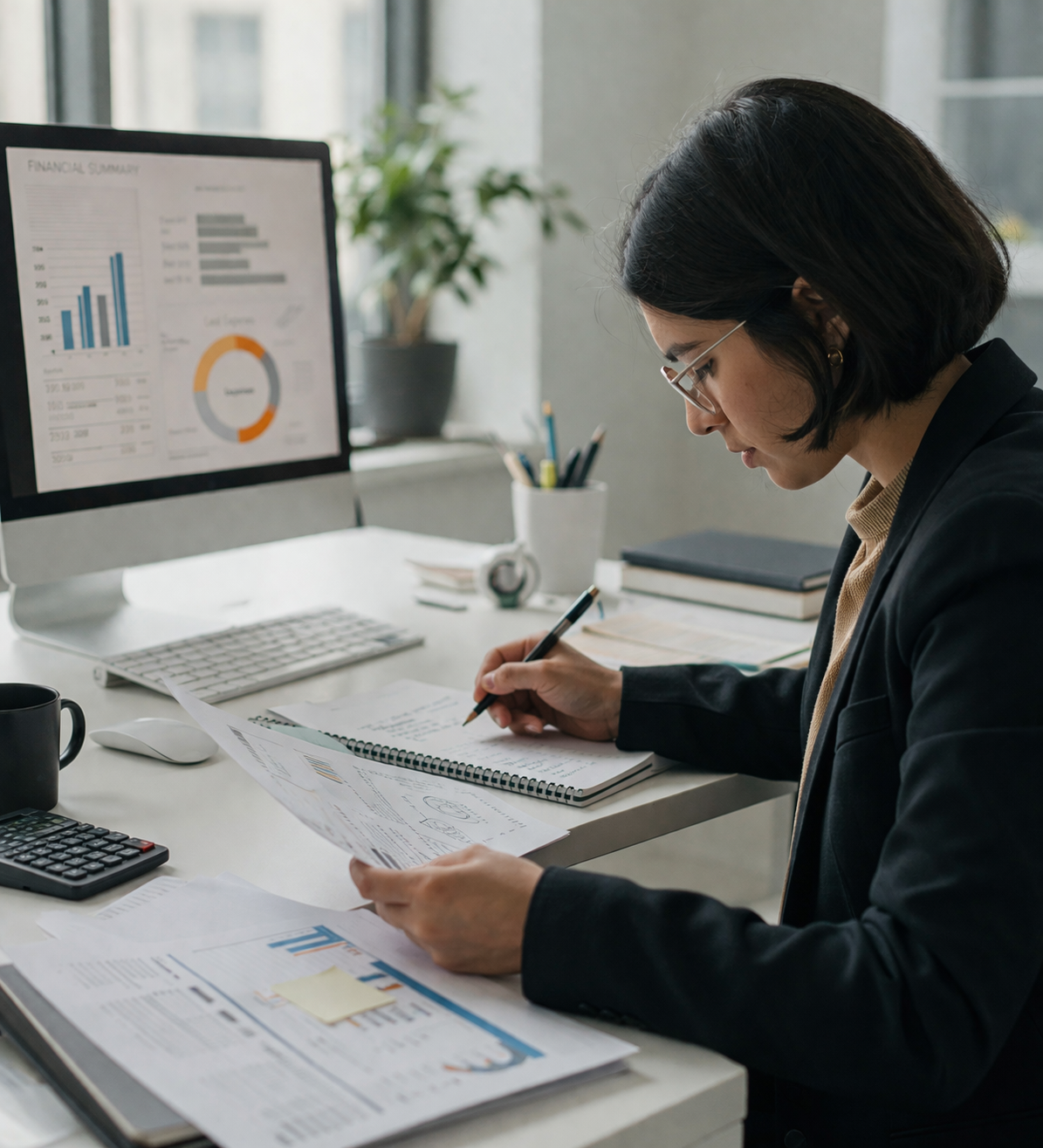 Focused work in a modern office